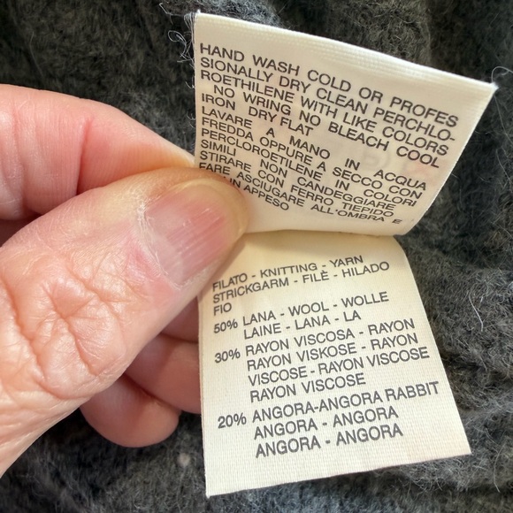 MARELLA Wool Cable Knit Sweater gray small funnel neck - Picture 4 of 10